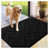 hicorfe Indoor Doormat,Front Back Door Mat Rubber Backing Non Slip Door Mats 24\x35\in Absorbent Resist Dirt Entrance Doormat Inside Floor Mats for Entryway Washable Low-Profile(Black) - Retail: $25in