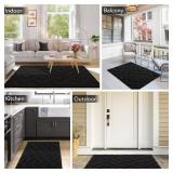 hicorfe Indoor Doormat,Front Back Door Mat Rubber Backing Non Slip Door Mats 24\x35\in Absorbent Resist Dirt Entrance Doormat Inside Floor Mats for Entryway Washable Low-Profile(Black) - Retail: $25in