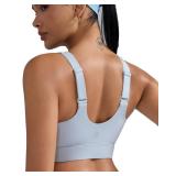 RUNNING GIRL Adjustable Straps High Impact Sports Bra for Women,High Support Workout Sports Bras with Sewn in Pads(WX3120 ICY Grey L)