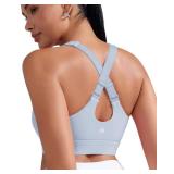 RUNNING GIRL Adjustable Straps High Impact Sports Bra for Women,High Support Workout Sports Bras with Sewn in Pads(WX3120 ICY Grey L)
