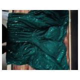 Womenfts Plus Size Off Shoulder Puff Sleeve Sequin Formal Maxi Dress Evening Party Gowns Green - Retail: $74