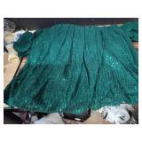 Womenfts Plus Size Off Shoulder Puff Sleeve Sequin Formal Maxi Dress Evening Party Gowns Green - Retail: $74