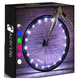 Activ Life LED Bike Wheel Lights with Batteries Included, Get 100percent Brighter and Visible from All Angles for Ultimate Safety and Style (1 Tire Pack, White) - Retail: $12