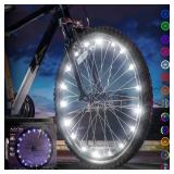 Activ Life LED Bike Wheel Lights with Batteries Included, Get 100percent Brighter and Visible from All Angles for Ultimate Safety and Style (1 Tire Pack, White) - Retail: $12