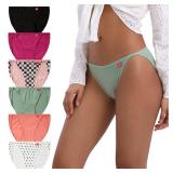 INNERSY Womenfts High Cut String Bikini Panties Stretchy Sexy Cotton Underwear 6-Pack(Light Retro,Medium) - Retail: $23