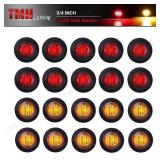 TMH 34 Inch Mount 10 pcs Amber + 10 pcs Red LED Clearance Bullet Side LED Marker Lights for Trailer Truck RV Car Bus Van (Pack of 20) - Retail: $17