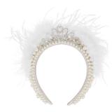 ACO-UINT Pearl Bride Headband for Women, White Headband Bachelorette Party Decorations, Bridal Headband Bride Decorations Wedding Hair Accessories for Women - Retail: $4