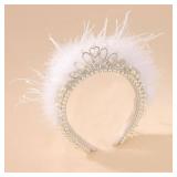 ACO-UINT Pearl Bride Headband for Women, White Headband Bachelorette Party Decorations, Bridal Headband Bride Decorations Wedding Hair Accessories for Women - Retail: $4