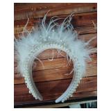ACO-UINT Pearl Bride Headband for Women, White Headband Bachelorette Party Decorations, Bridal Headband Bride Decorations Wedding Hair Accessories for Women - Retail: $4