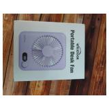 WHATOOK Small Desk Fan Personal Fans: 5000mah 25 Hours Battery Office Quiet Mini Desktop Fan Portable Rechargeable Travel Essentials (Purple, 5000) - Retail: $17