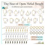 Yinkin 264 Pieces Open Bezels for Resin Jewelry Molds Making Kit Hollow Frame Pendants Resin Craft Bezels Assorted Geometric Frame Charms for Casting Necklace Earring DIY Crafts - Retail: $16