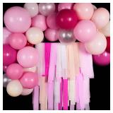 PartyWoo Crepe Paper Streamers 8 Rolls 656ft, Pack of Pink, Hot Pink, Peach and White Party Streamers for Birthday Decorations, Party Decorations, Wedding Decorations (1.8 Inch x 82 FtRoll) - Retail: 