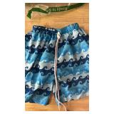 Boys Blue Waves Swim Trunks, Years 7-8 -