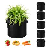 AkiiGer 510122030 Pack 10 Gallon Grow Bags, Heavy Duty Thickened Nonwoven Fabric Pots with Handles, Plant Grow Bags for VegetableFlowerPlantFruits, Black - Retail: $13