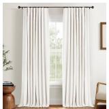 INOVADAY 100percent Blackout Curtains for Bedroom, Black Out Curtains 84 Inch Long, Clip Rings Linen Blackout Drapes, Thermal Insulated Room Darkening for Living Room, 2 Panels - Beige,W50xL84 - Retai