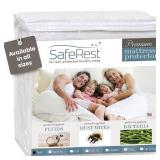SafeRest Waterproof Twin Size Mattress Protector - Fitted with Stretchable Pockets - Machine Washable Cotton Mattress Cover for Bed - Retail: $30