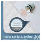 SafeRest Waterproof Twin Size Mattress Protector - Fitted with Stretchable Pockets - Machine Washable Cotton Mattress Cover for Bed - Retail: $30