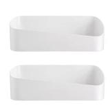 SUNFICON 2 Pack Adhesive Bathroom Shelf Organizer Shower Caddy No Drilling Shower Shelf Bath Essentials Shampoo Spice Holder 4 Clear Adhesives for Shower Room Bathroom Kitchen White - Retail: $16