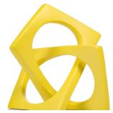 XMGZQ Yellow Knot Statue for Coffee Table Centerpiece Decor,Modern Abstract Art Geometric Sculpture and Figurines, Home Decor Accent,Cube Knick Knacks for Shelves,Bookshelf,Entryway,Floating - Retail: