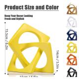 XMGZQ Yellow Knot Statue for Coffee Table Centerpiece Decor,Modern Abstract Art Geometric Sculpture and Figurines, Home Decor Accent,Cube Knick Knacks for Shelves,Bookshelf,Entryway,Floating - Retail: