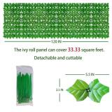 ODTORY Artificial Ivy Privacy Fence Wall Screen,40X120 in UV-Anti Faux Greenery Backdrop Ivy Vine Leaf Hedges Fence Panels for Patio, Balcony, Garden, Backyard Indoor Outdoor Light Green Wall Decor - 