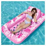 SLOOSH Inflatable Pool Floats with Cooling Water Hole,72\ x 38\in Daybed Pool Lounger Adults with Cup Holders, Adjustable Backrest Tanning Lounger Chair, Floaties Rafts (Blue)