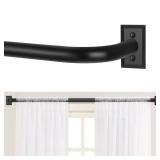 TANGWIN Black Wrap Around Curtain Rods 48 to 90:Blackout Heavy Duty Adjustable Window Curtain Rod for Bedroom Kitchen,Modern Industrial Curved French Return Metal Drapery Rods Easy Install,Matte Black