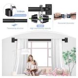 TANGWIN Black Wrap Around Curtain Rods 48 to 90:Blackout Heavy Duty Adjustable Window Curtain Rod for Bedroom Kitchen,Modern Industrial Curved French Return Metal Drapery Rods Easy Install,Matte Black