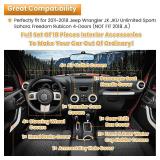 E-cowlboy 18 PCS Full Set Interior Decoration Trim Kit Steering Wheel Center Console Door Handle Air Conditioning Vent Cup Holder Gear Cover Trim for Jeep Wrangler JK JKU 2011-2018 4-Door (White) - Re