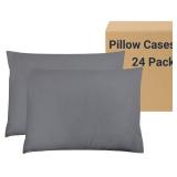 ZPECC Pillow Cases Bulk 24 Pack - Standard Pillowcases with Envelope Closure, Soft Brushed Microfiber Pillow Cover for Hotel Airbandbs Hospital Bedding Essential, Gray - Retail: $35