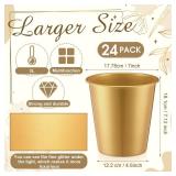 Layhit 24 Packs Plastic Ice Buckets for Parties 3 Liters Wine Bucket Portable Ice Holder Disposable Wine Cooler for Party Wedding Party Beverage Champagne Soda and Beer(Gold) - Retail: $47