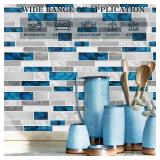 GRIPRO Peel and Stick Wall Tile 12\x12\in 3D Adhesive Backsplash Tile for Kitchen, Bathroom 3D Wall Panels (10 Sheets, Blue) - Retail: $38in