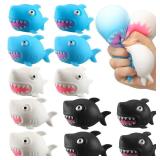 Meooeck 12 Pcs Shark Stress Relief Toys Sea Animals Squeeze Sensory Toys Bulk Shark Party Favors for Kids Adults Mini Animal Stress Ball for Ocean Party Favors Boys Girls Birthday Gifts Decorations - 