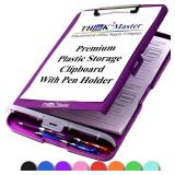 Think2Master Purple Plastic Storage Clipboard with Pencil Holder. | 25percent Heavier and 25percent Sturdier| Heavy Duty. Must Have for Nurses, Teachers and Classrooms. - Retail: $16