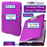 Think2Master Purple Plastic Storage Clipboard with Pencil Holder. | 25percent Heavier and 25percent Sturdier| Heavy Duty. Must Have for Nurses, Teachers and Classrooms. - Retail: $16