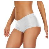 Annbon Scrunch Butt Bikini Bottoms Mid Rise Runched Boy Short Low Waisted Swim Bottoms Low Rise Swimsuit Bathing Suit Bottoms Only for Women Full Coverage XS White