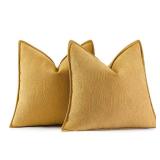 MIULEE Pack of 2 Gold Decorative Pillow Covers 22x22 Inch Soft Chenille Luxurious Couch Throw Pillows Farmhouse Cushion Covers Euro Shams with Elegant Design for Sofa Bedroom Living Room Home Decor - 
