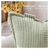 MIULEE Decorative Throw Pillow Covers for Couch Bed Livingroom 18x18 Inch Set of 2 Light Green Boho Accent Throw Pllows Broadside Striped Patchwork Soft Corduroy Summer Pillowcases - Retail: $19