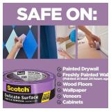 Scotch Delicate Surfaces Painters Tape, 0.94 in x 60 yd, Damage-Free Painting Prep, Protect Delicate Surfaces, UV and Sunlight Resistant, Solvent-Free Adhesive, Indoor Masking Tape, 1 Roll (2080EL-24E