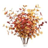 VGIA 6 Pcs Artificial Eucalyptus Stems Fall Decorations with Fall Eucalyptus Leaves Autumn Decorations for Office and Home Artificial Plants for Floral Arrangement - Retail: $19