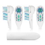4 Pcs Tooth Brush Heads with Soft Bristles | Compatible with Oral-B 3733 4732 4734 Models  Dual Cleaning Action, Snap-On Design for Daily Oral Care and Gentle Cleaning - Retail: $10