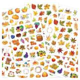 Fancy Land Thanksgiving Stickers Watercolor Autumn Stickers Fall Yellow Leaves Pumpkin Harvest Sticker 200 Assortment 8 Sheets - Retail: $4,052