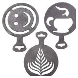 3Pcs Stainless Steel Reusable Metal Coffee Stencils for Latte Art Coffee Decorating Kit - Cookie Stencils for Royal Icing - Metal Baking Stencil Christmas- Cake Decorating Kit - Retail: $7