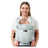 Momcozy Newborn Baby Carrier - Ergonomic, Cozy and Lightweight Carrier for 7-24lbs, Adjustable Neck Support with Sunshield, Breathable Airmesh Perfect for Summer Outing, Silver Grey - Retail: $80