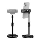 InnoGear Webcam Mount for Desk, Table Telescopic Webcam Stand with Phone Holder for Camera Webcam C922 C930e C920S C920 C615 C960 C920x BRIO 4K NexiGo N60, Right Light, GoPro with 14\ Thread - Retail: