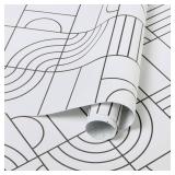 DRHWEFSQ Black and White Peel and Stick Wallpaper Modern Stripe Wallpaper 16.1ftft x 196ftft Geometric Wallpaper Decorative Paper Self Adhesive Waterproof Removable Vinyl Roll - Retail: $30
