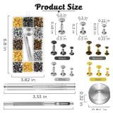 240 Sets Leather Rivets Kit, Double Cap Brass Rivets Leather Studs with 3PCS Setting Tools for Leather Repair and Crafts, 4 Colors and 3 Sizes - Retail: $5