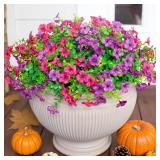 HyeFlora Artificial Flowers for Outdoor Indoor Garden Home Decoration, Faux Flower Daisy with Eucalyptus Leaves Fake Plants Greenery Boxwood Porch Patio, 12 Bundles (Purple Pink) - Retail: $6