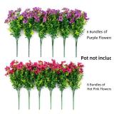 HyeFlora Artificial Flowers for Outdoor Indoor Garden Home Decoration, Faux Flower Daisy with Eucalyptus Leaves Fake Plants Greenery Boxwood Porch Patio, 12 Bundles (Purple Pink) - Retail: $6