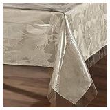 sancua 100percent Waterproof Rectangle PVC Tablecloth - 70 x 70 Inch - Oil Proof Spill Proof Vinyl Table Cloth, Wipe Clean Table Cover for Dining Tables, Buffet Parties and Camping, Crystal Clear - Re